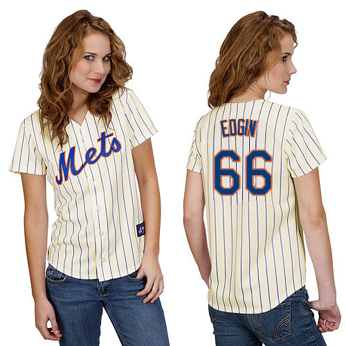Josh Edgin #66 mlb Jersey-New York Mets Women's Authentic Home White Cool Base Baseball Jersey